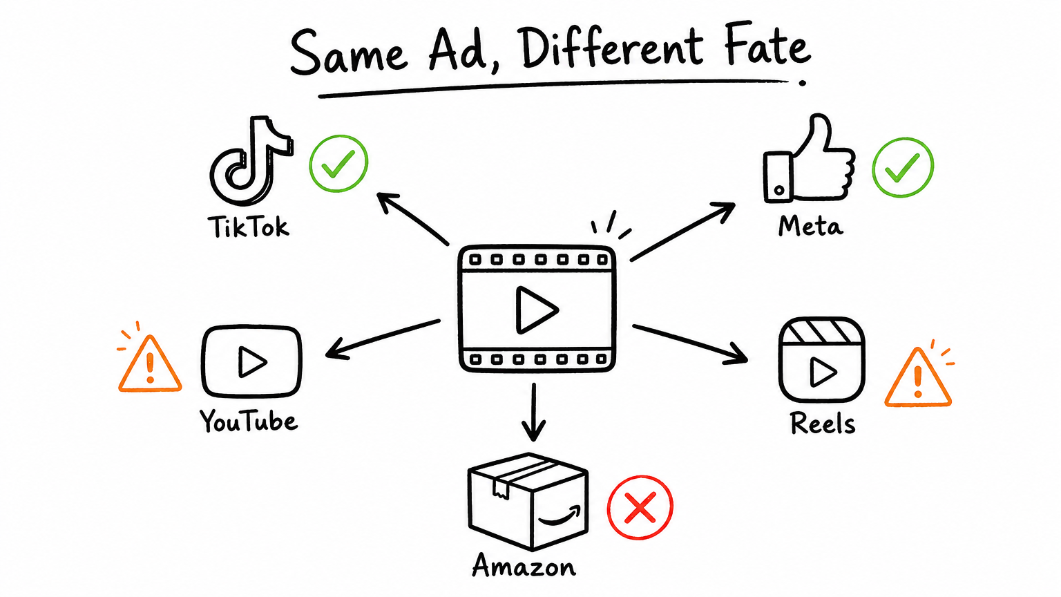 Same ad, different fate: one video performs differently across five platforms