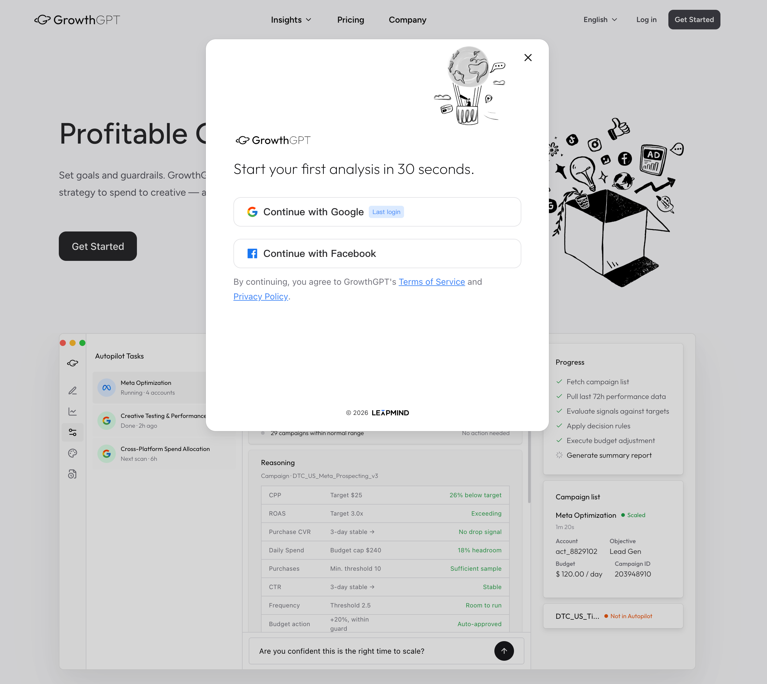GrowthGPT login page