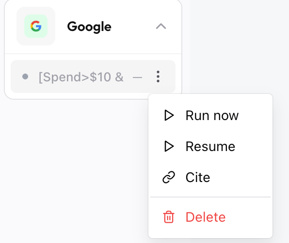 Rule list and status management